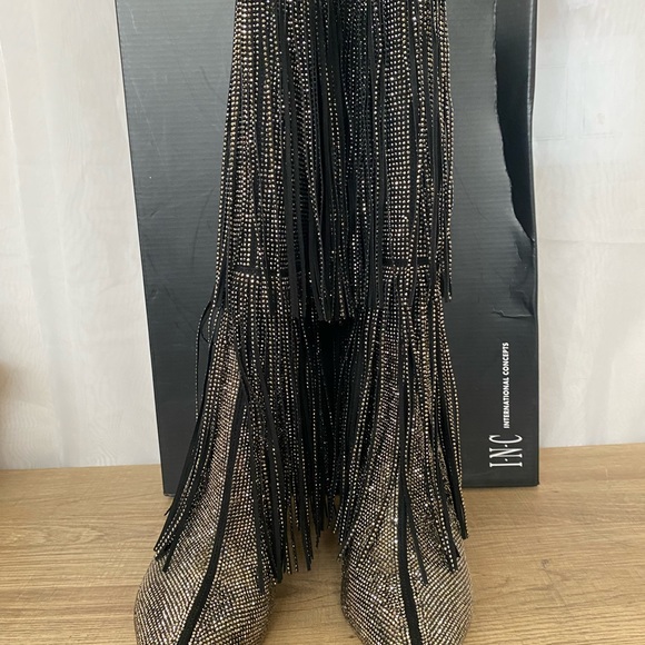 INC Womens Black Slip Resitant Fringed Ishani Pointed Toe Block Heel Boots 6.5 M - Picture 10 of 10